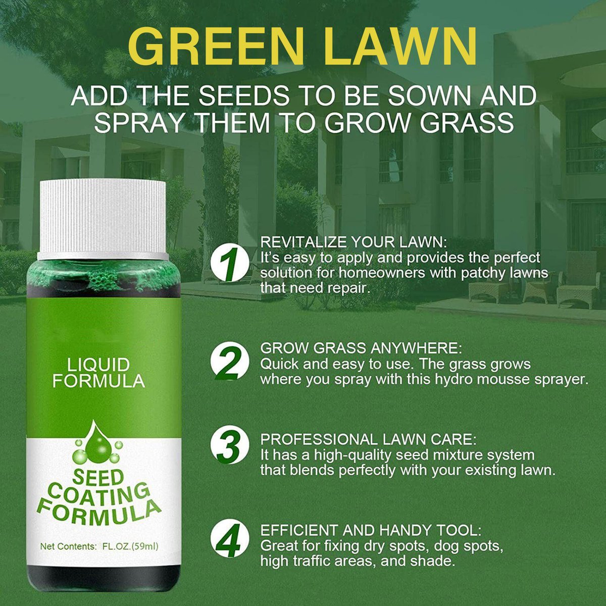 Last Day Promotion SAVE 49% OFF - Seed Spray Liquid - Natural Green Grass for Lawn