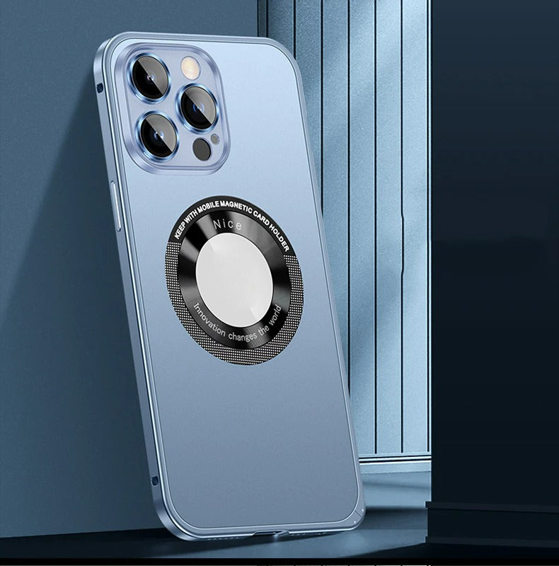 Magnetic Attraction Spring Buckle Metal Frame Case Cover For iPhone