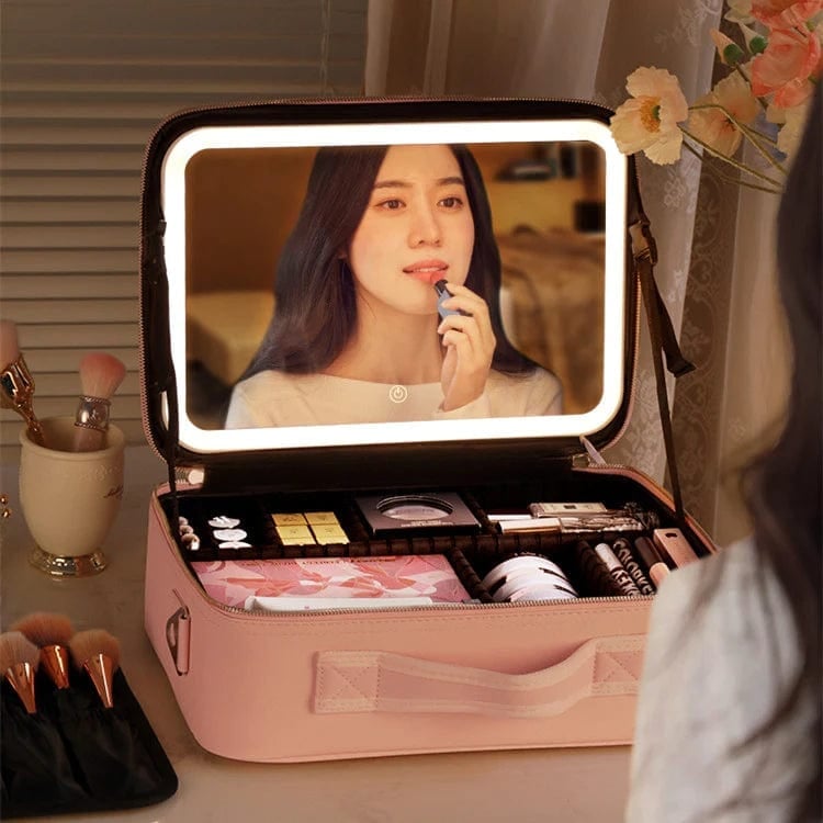 Makeup bag with LED Mirror