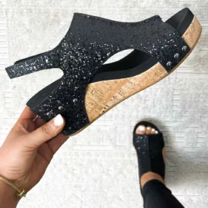 MELAREY MID HEEL GLITTER SANDALS