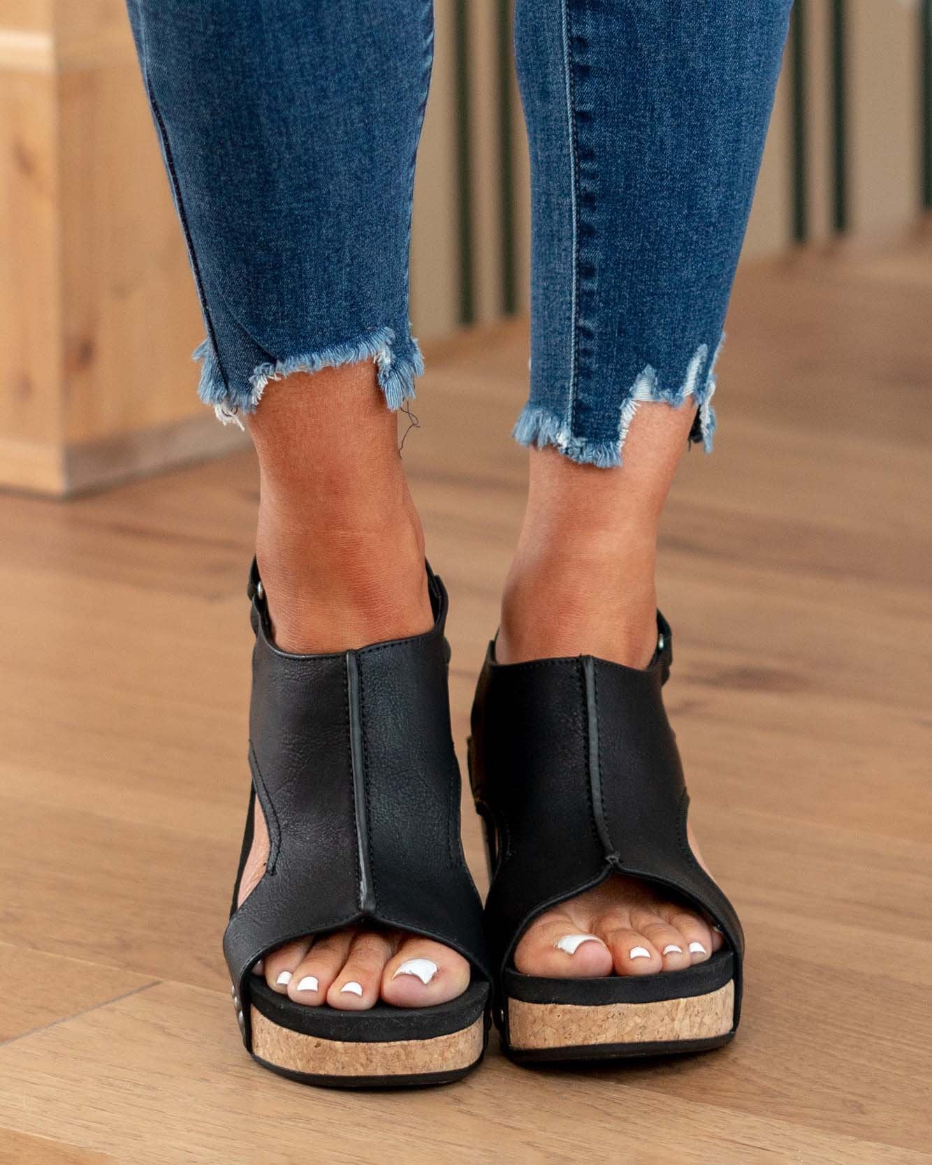 MELAREY MID HEEL WEDGE SANDALS