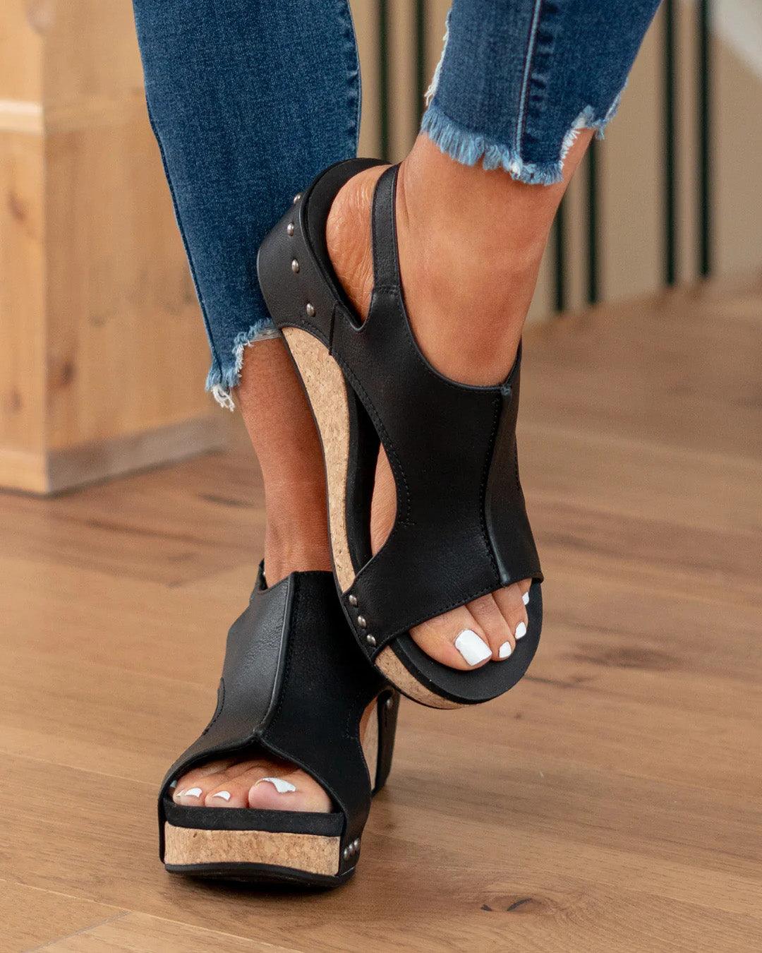 MELAREY MID HEEL WEDGE SANDALS