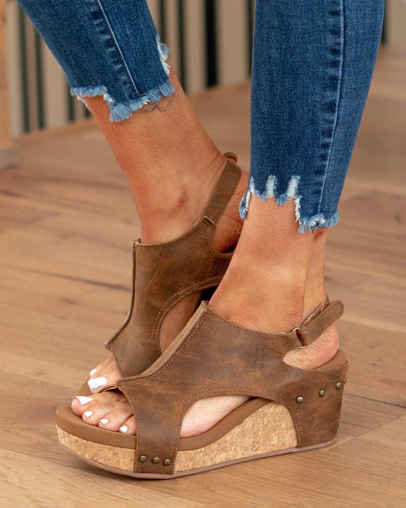 MELAREY MID HEEL WEDGE SANDALS