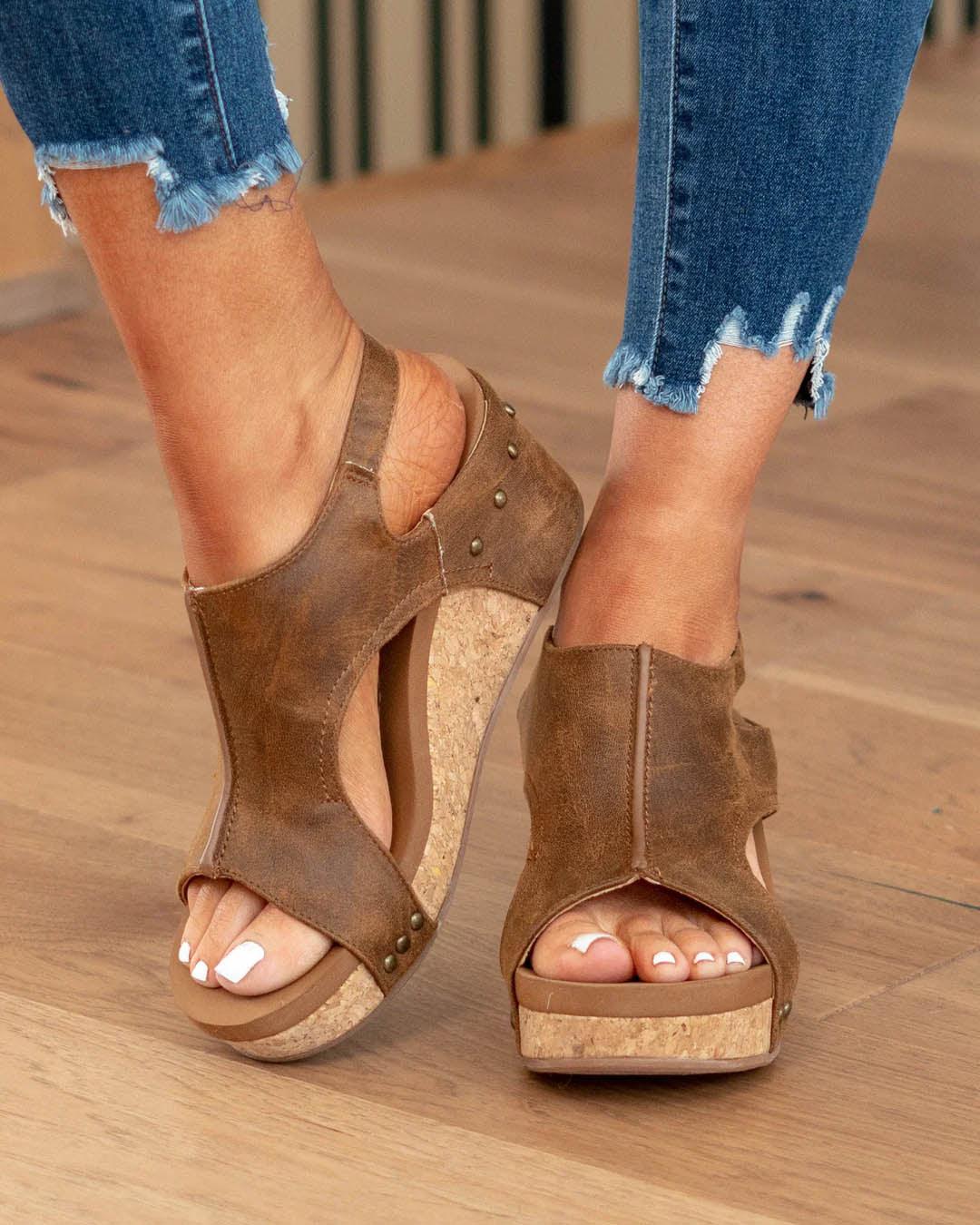 MELAREY MID HEEL WEDGE SANDALS