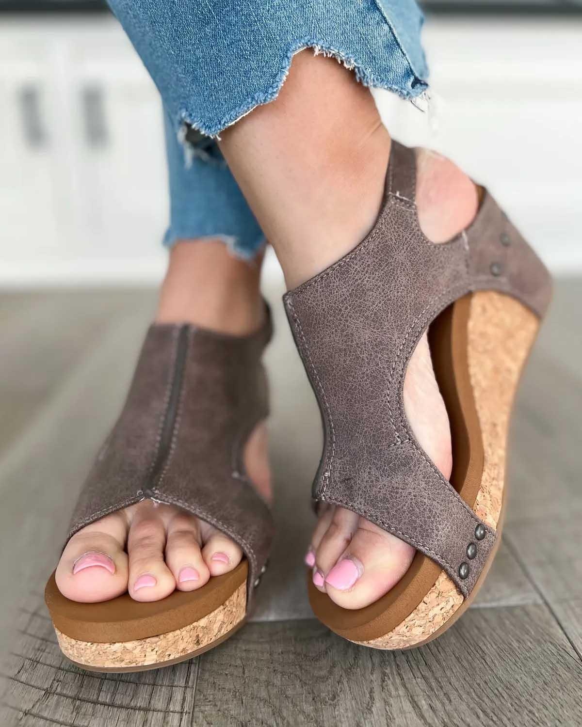 MELAREY MID HEEL WEDGE SANDALS