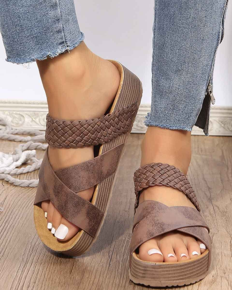 MELAREY THICK SOLED WOVEN SANDALS