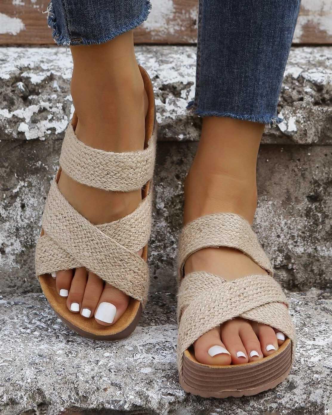 MELAREY THICK SOLED WOVEN SANDALS