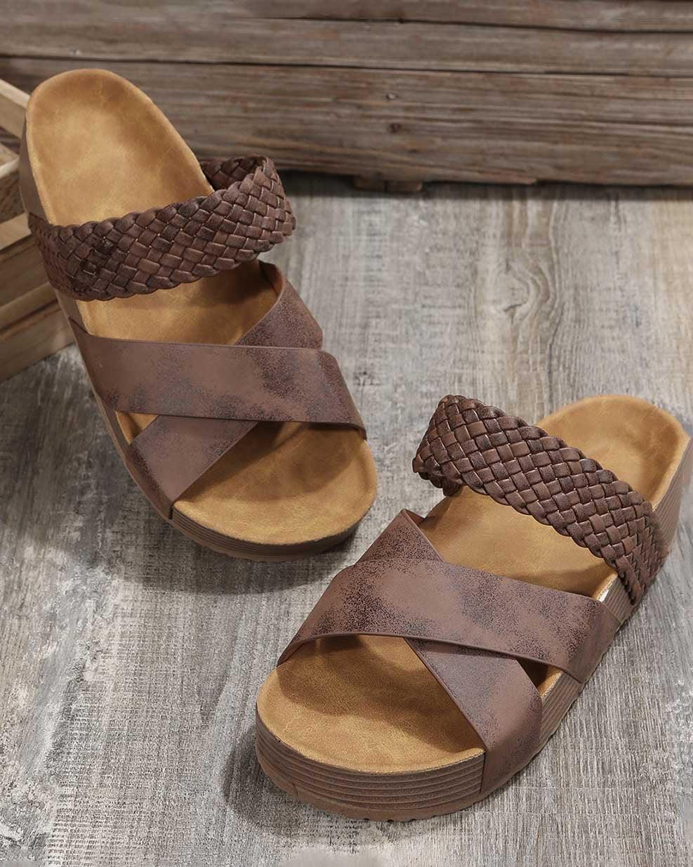 MELAREY THICK SOLED WOVEN SANDALS