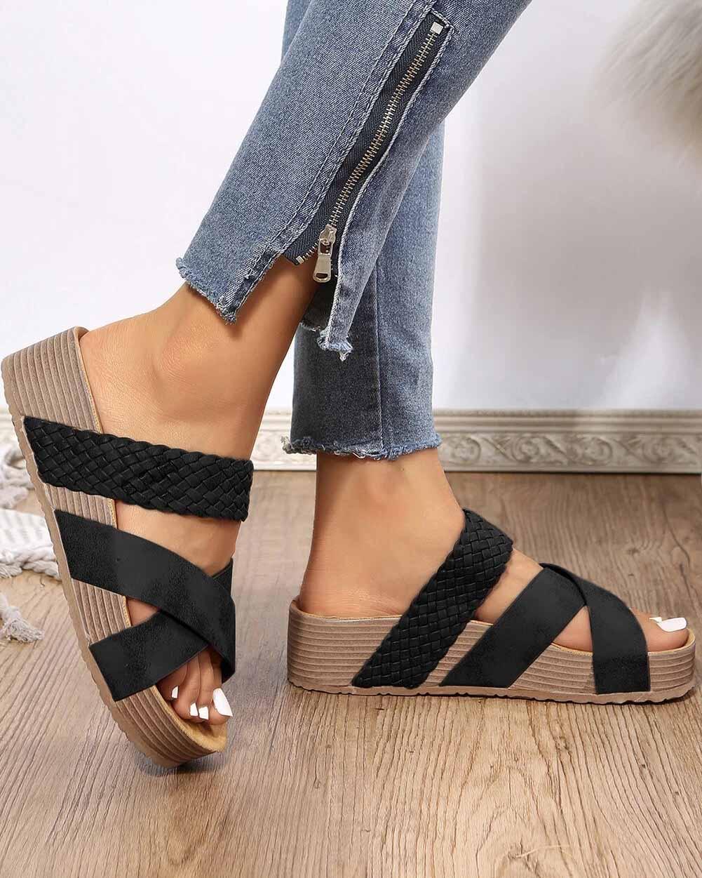 MELAREY THICK SOLED WOVEN SANDALS