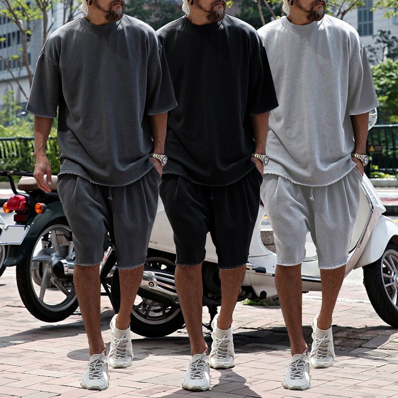 Men's Fashion Casual Loose Solid Color Sports Suit