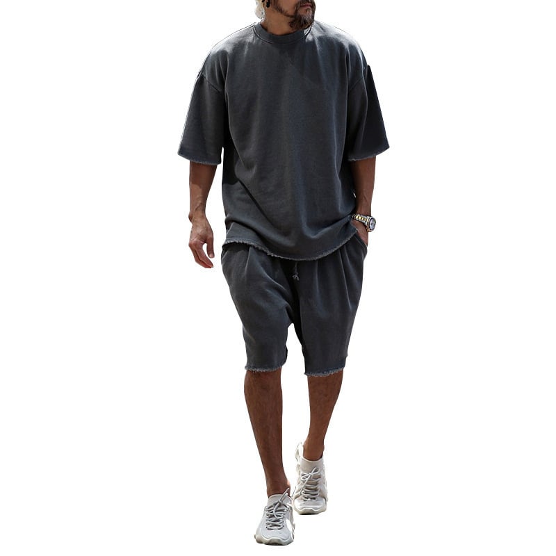 Men's Fashion Casual Loose Solid Color Sports Suit