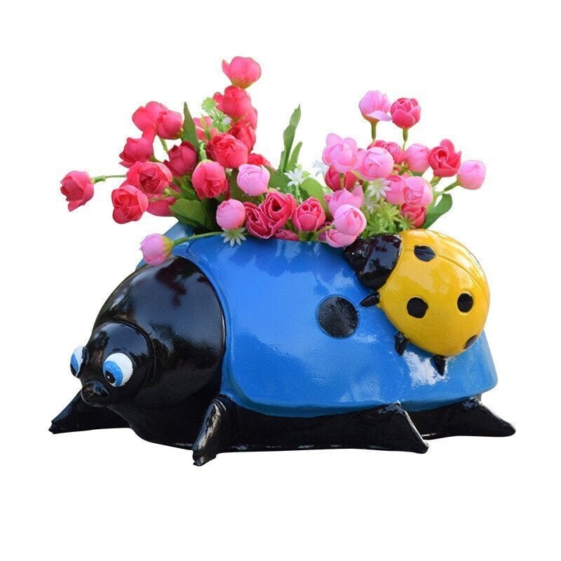 Mother's Day Gift - Metal ladybug flower pot