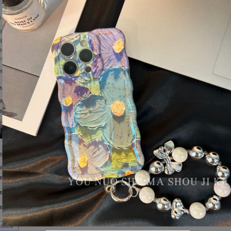 Kolorshade New listing - iPhone blue retro oil painting floral phone case