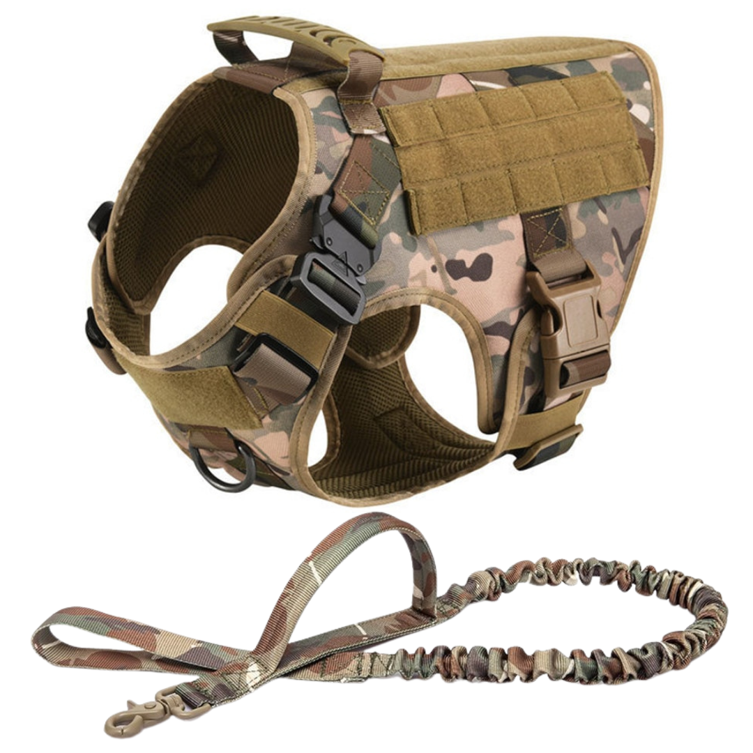 NEW Upgraded Heavy-Duty Tactical No-Pull Team K9 Dog Harness With Front & Back D-Rings, Quick-Release Metal-Buckles, Hook & Loop Panels, & Top Handle