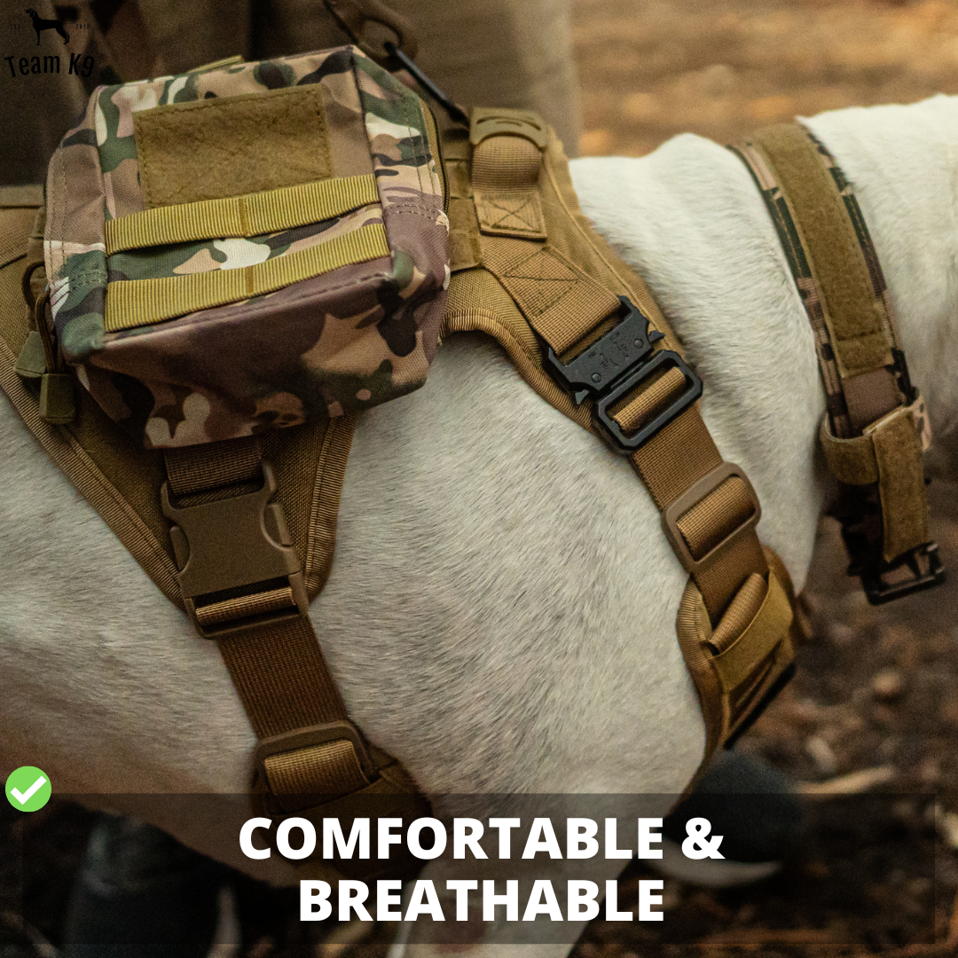 NEW Upgraded Heavy-Duty Tactical No-Pull Team K9 Dog Harness With Front & Back D-Rings, Quick-Release Metal-Buckles, Hook & Loop Panels, & Top Handle