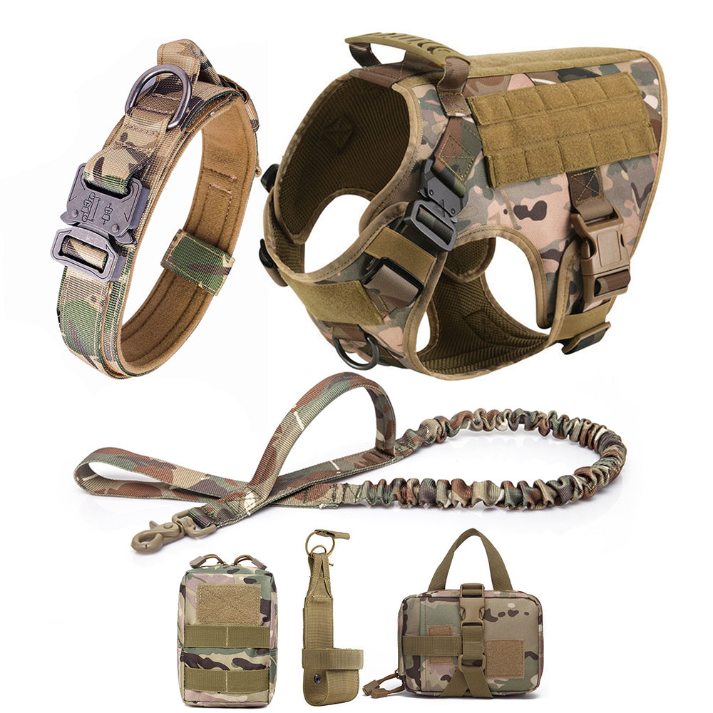 NEW Upgraded Heavy-Duty Tactical No-Pull Team K9 Dog Harness With Front & Back D-Rings, Quick-Release Metal-Buckles, Hook & Loop Panels, & Top Handle