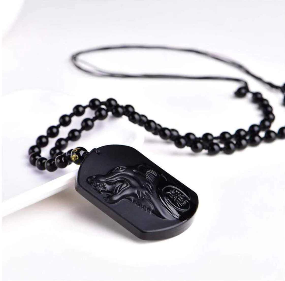 Obsidian Wolf Necklace