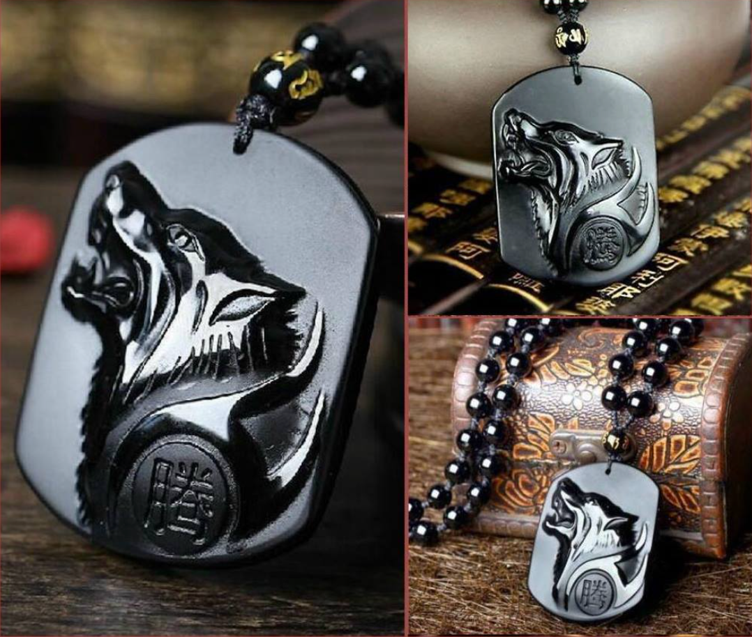 Obsidian Wolf Necklace