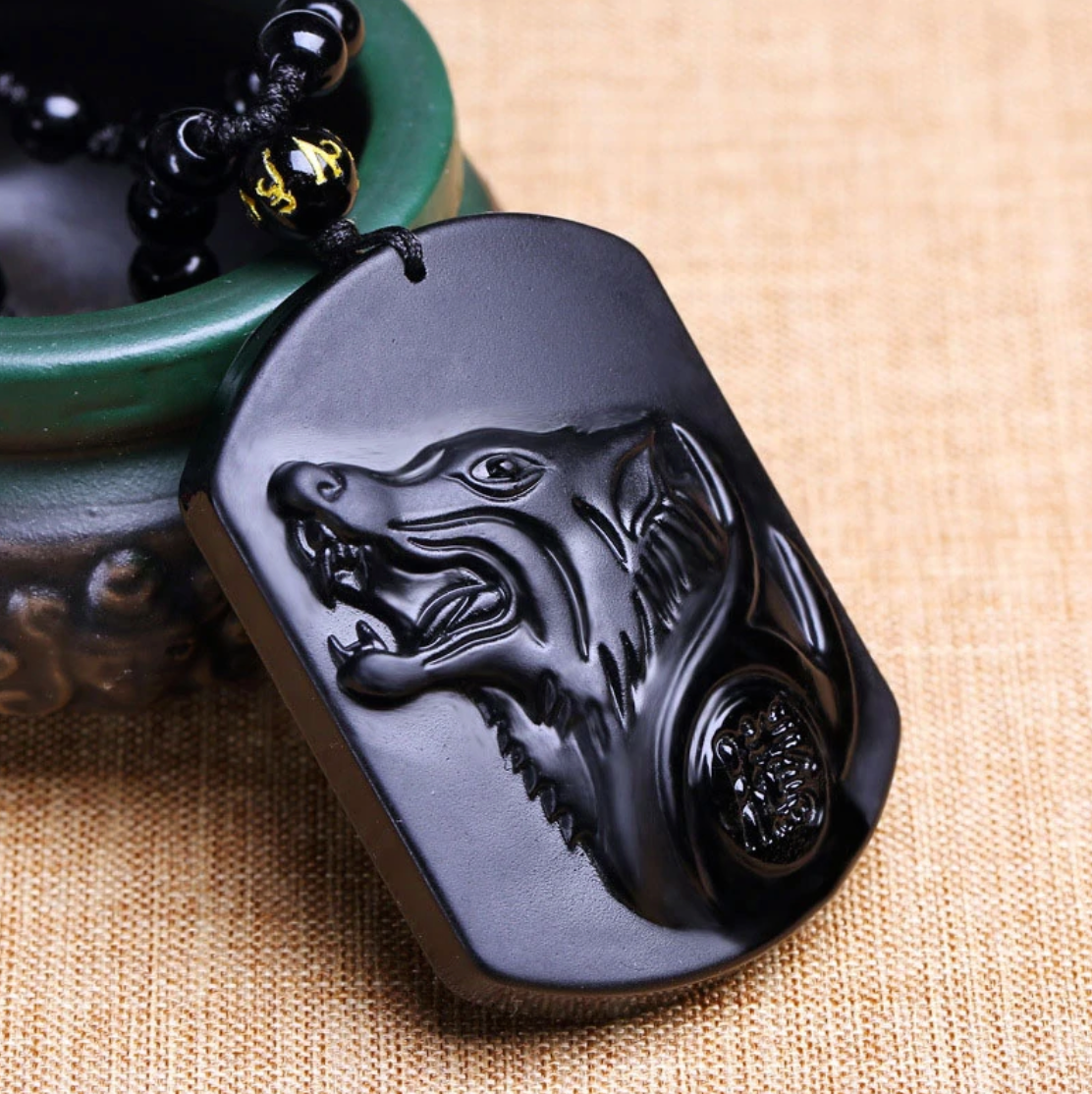 Obsidian Wolf Necklace