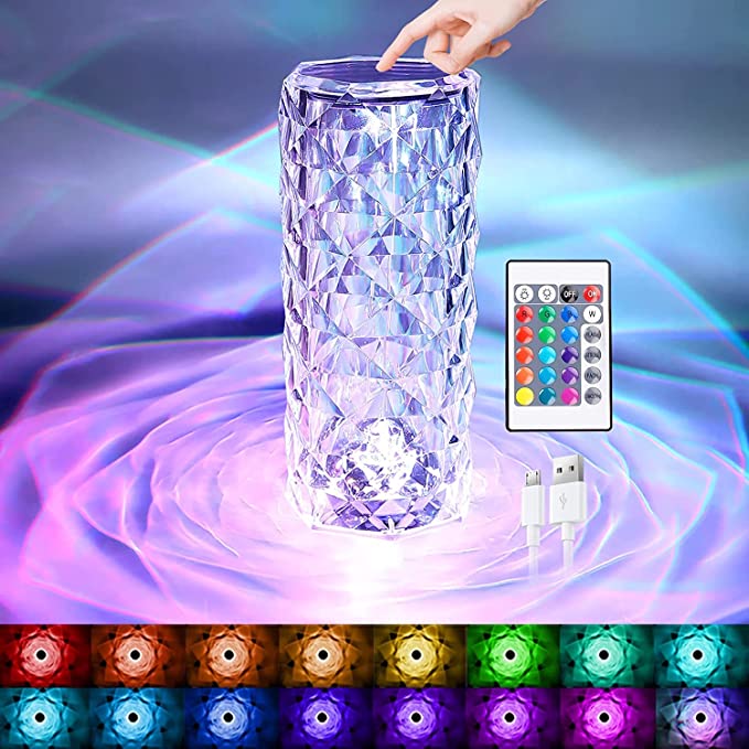 Rechargeable Crystal Table Lamp with Touch Control