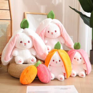 Reversible Carrot Strawberry Bunny Plushies