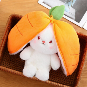 Reversible Carrot Strawberry Bunny Plushies