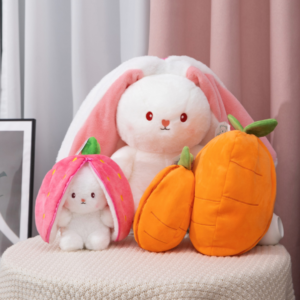 Reversible Carrot Strawberry Bunny Plushies