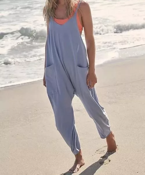 Sale 70% OFF - Wide Leg Jumpsuit with Pockets