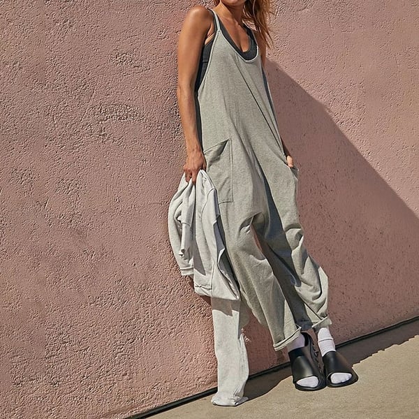 Sale 70% OFF - Wide Leg Jumpsuit with Pockets