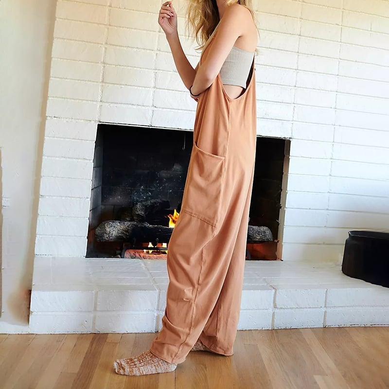 Sale 70% OFF - Wide Leg Jumpsuit with Pockets