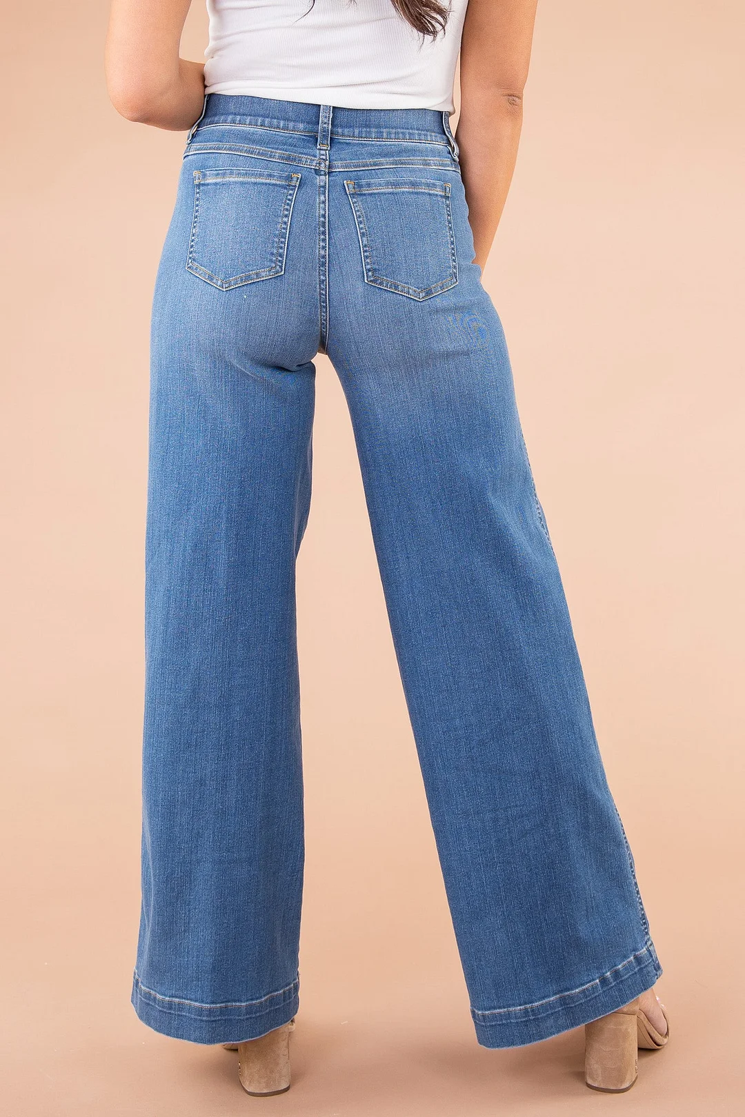 Seamed Front Wide Leg Jeans