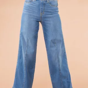 Seamed Front Wide Leg Jeans