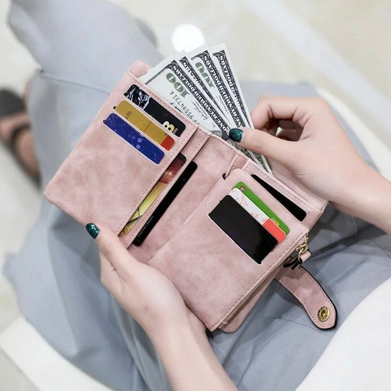 Small Trifold Leather Wallet For Women