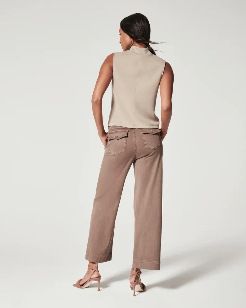 Stretch Twill Cropped Wide Leg Pants