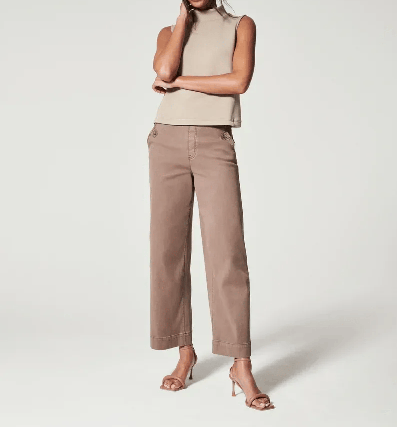 Stretch Twill Cropped Wide Leg Pants