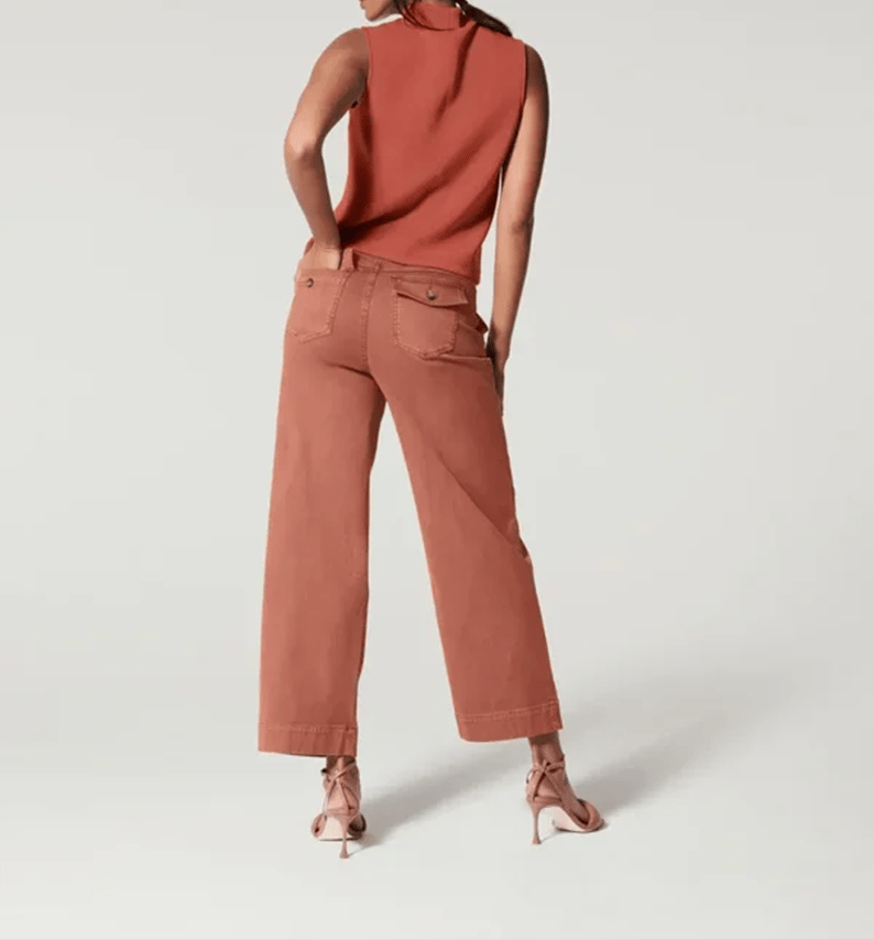 Stretch Twill Cropped Wide Leg Pants