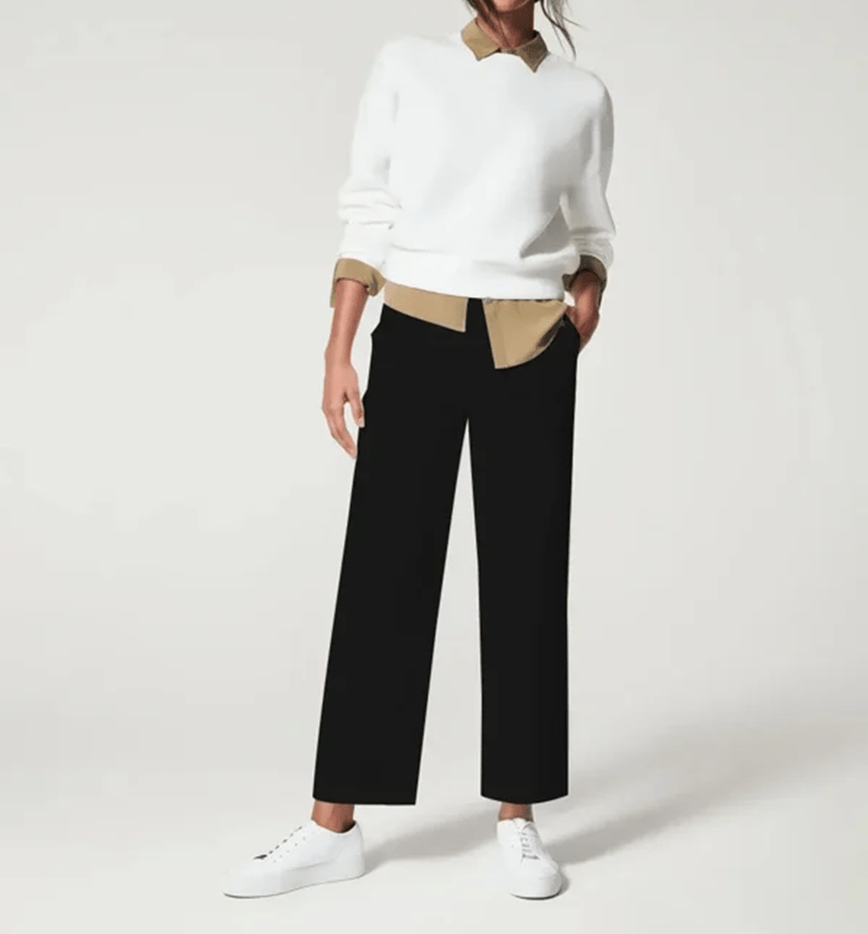 Stretch Twill Cropped Wide Leg Pants