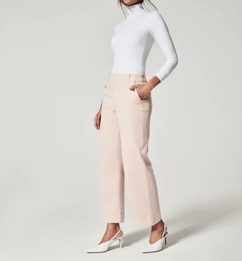 Stretch Twill Cropped Wide Leg Pants