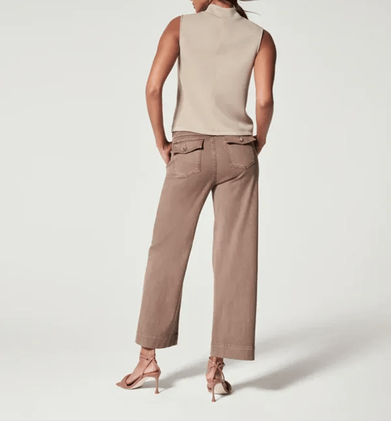 Stretch Twill Cropped Wide Leg Pants