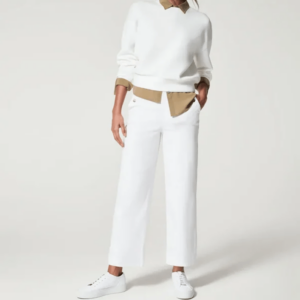 Stretch Twill Cropped Wide Leg Pants