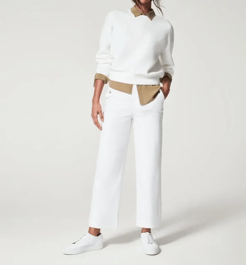 Stretch Twill Cropped Wide Leg Pants