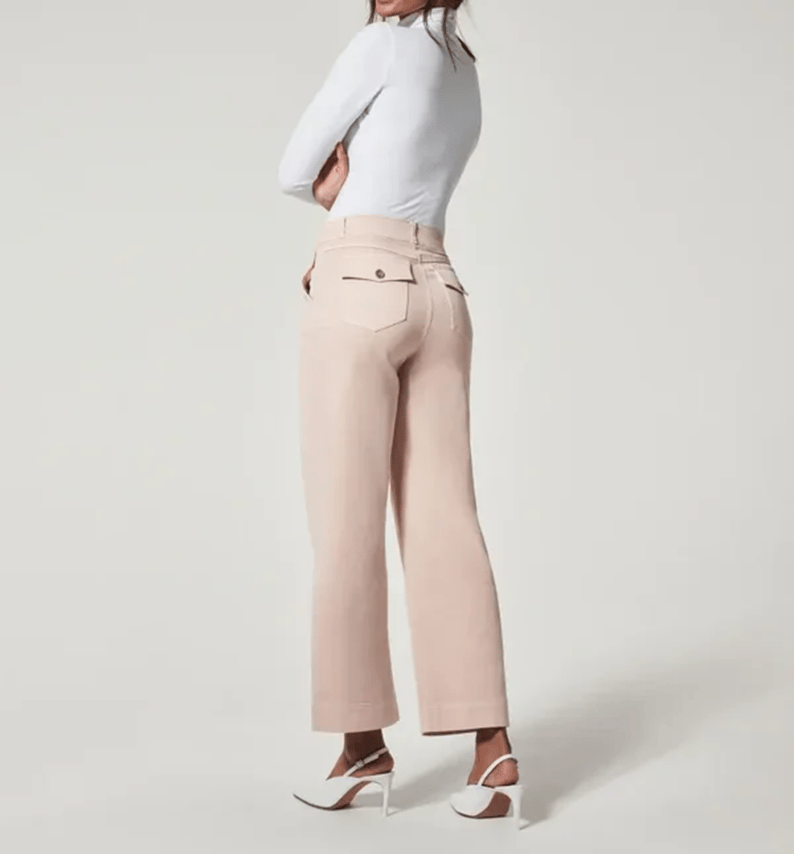 Stretch Twill Cropped Wide Leg Pants