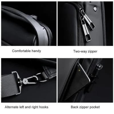 USB charging sport sling Anti-theft shoulder bag