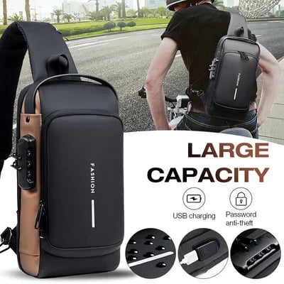 USB charging sport sling Anti-theft shoulder bag