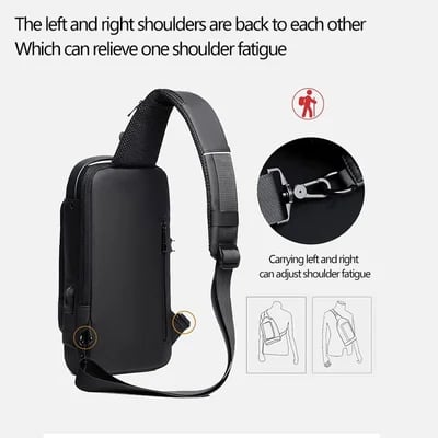 USB charging sport sling Anti-theft shoulder bag