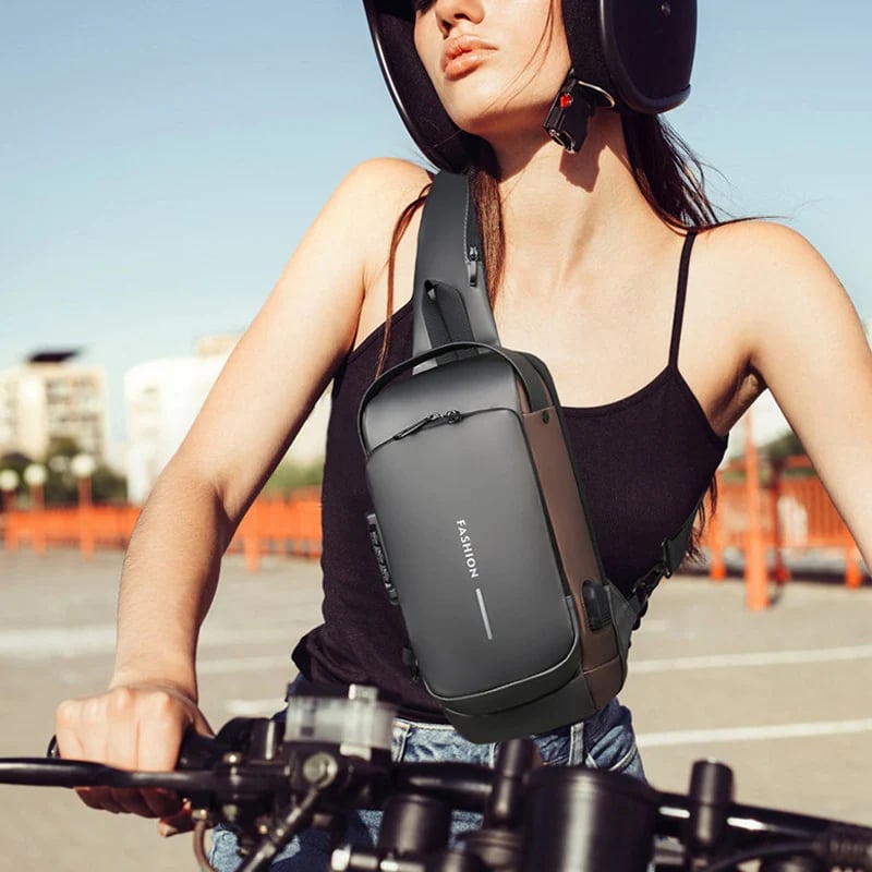 USB charging sport sling Anti-theft shoulder bag