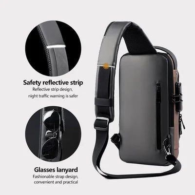 USB charging sport sling Anti-theft shoulder bag