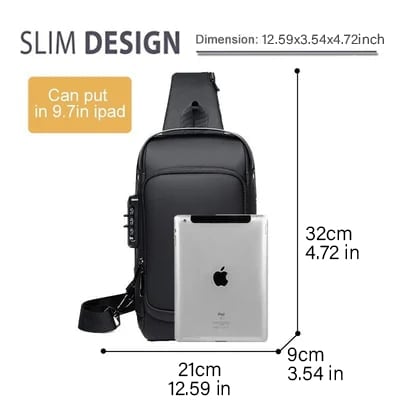 USB charging sport sling Anti-theft shoulder bag