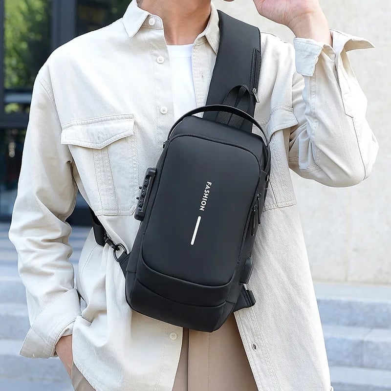 USB charging sport sling Anti-theft shoulder bag