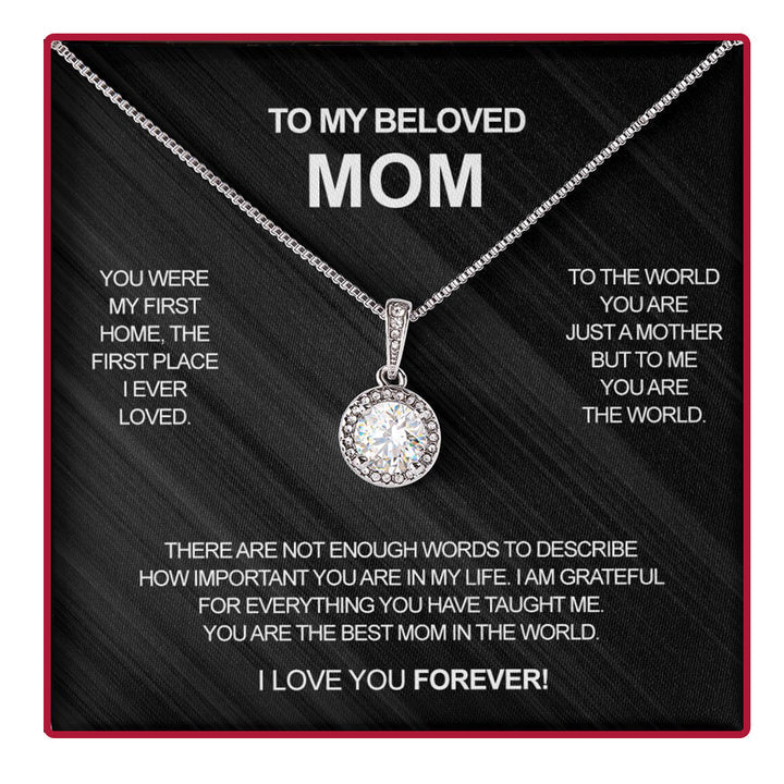 White Gold Necklace – Gift Box – To my Beloved Mom